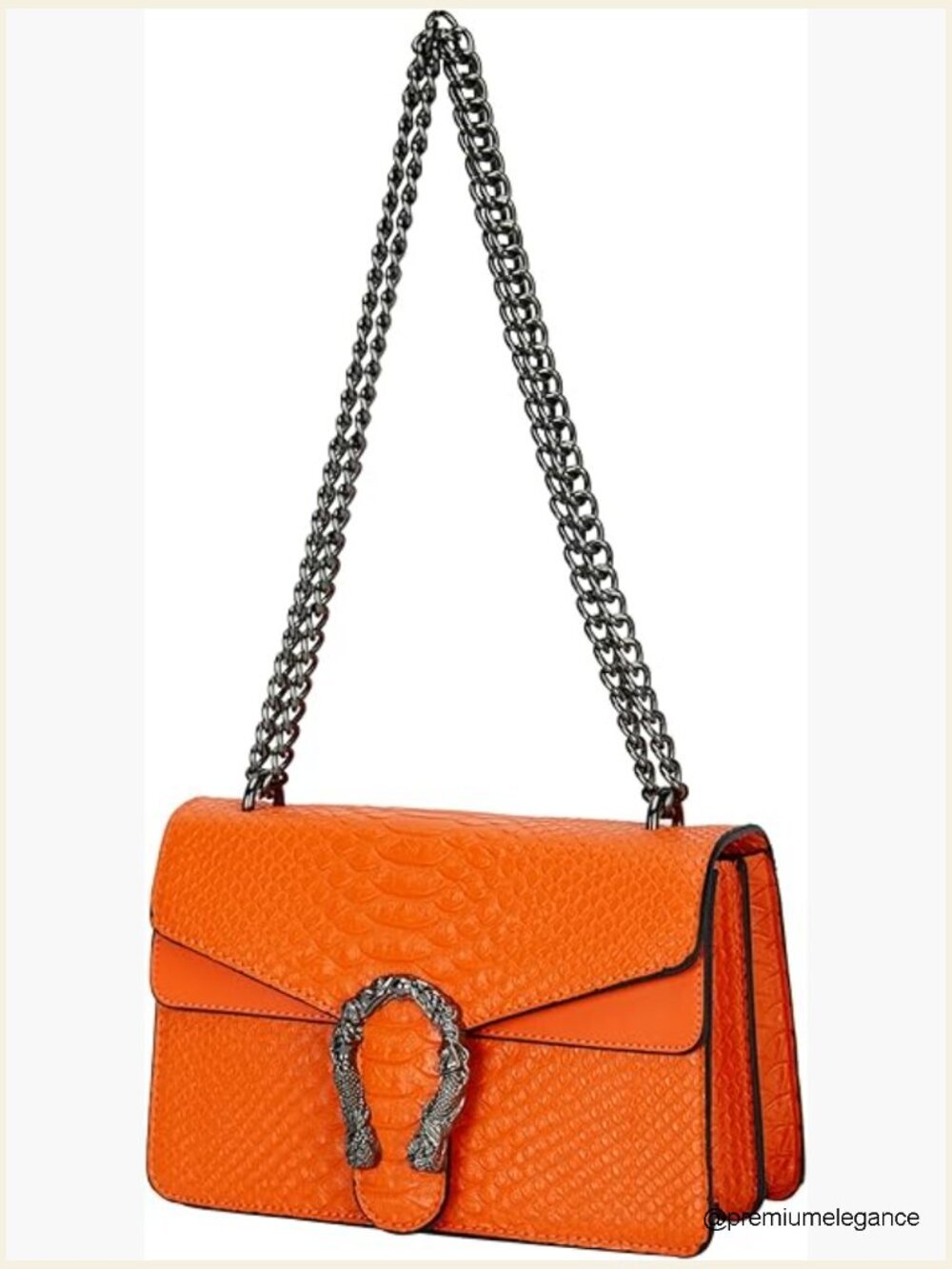 Vintage Snake Print Chain Shoulder Bag Satchel Purse